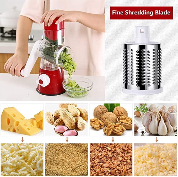 3 in 1 Vegetable Mandoline Slicer Swift Rotary Drum Grater